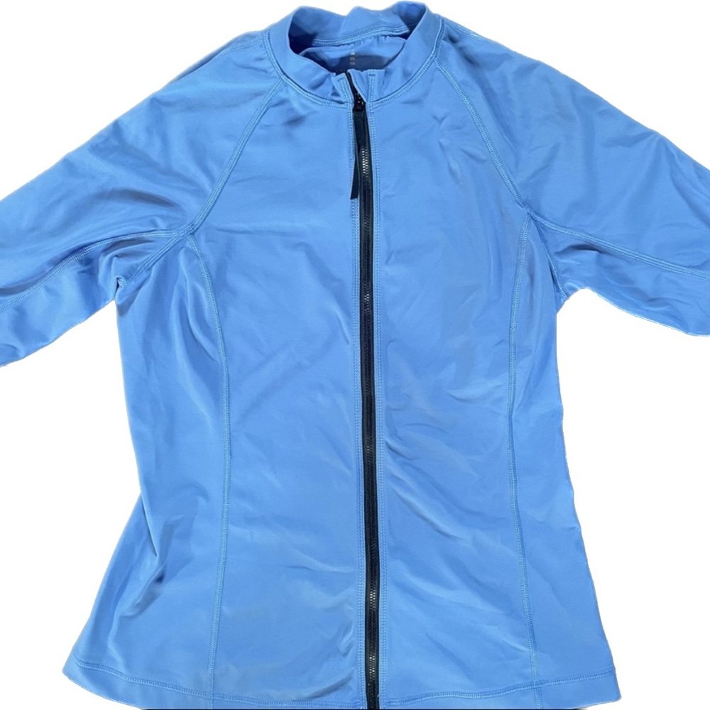 Women’s Lands’ End Swim Zip Coverup Sz Small Blue Jacket